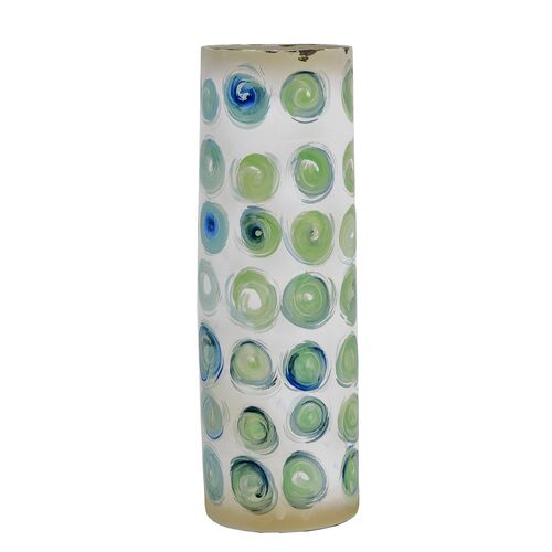 Sylvina 23" Swirl Cylinder Porcelain Vase, Green/White