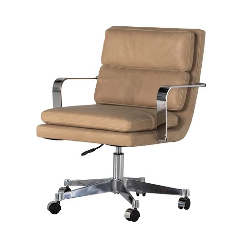 Michaela Leather Desk Chair, Palermo Nude