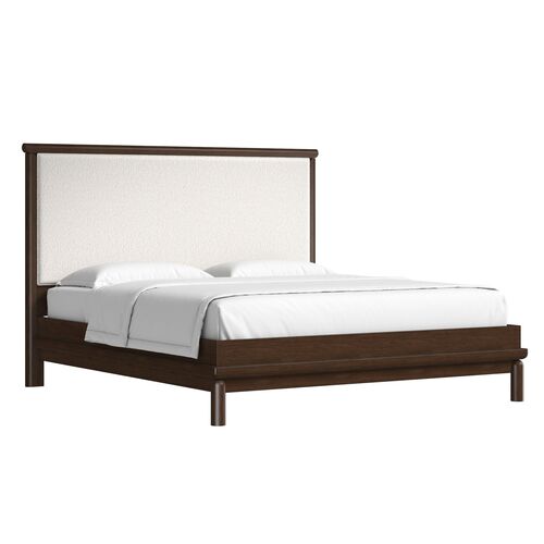 Forge Boucle Upholstered Bed, Dark Walnut/Beige Forge Boucle Upholstered Bed, Dark Walnut/Beige