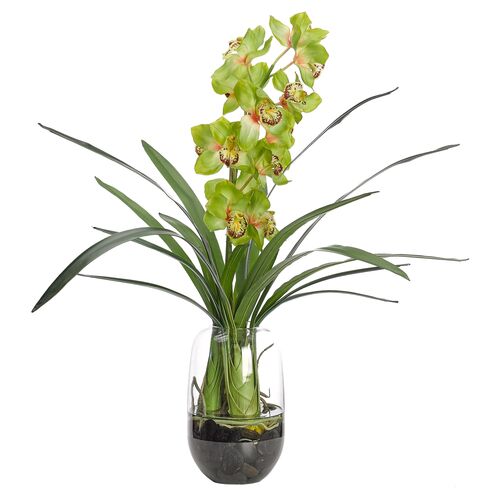 28" Orchid in Glass Vase, Faux~P77602641