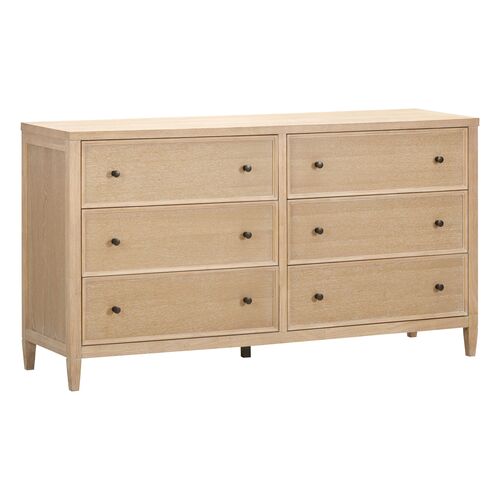 Querida 6-Drawer Whitewashed Oak Dresser, Natural Querida 6-Drawer Whitewashed Oak Dresser, Natural