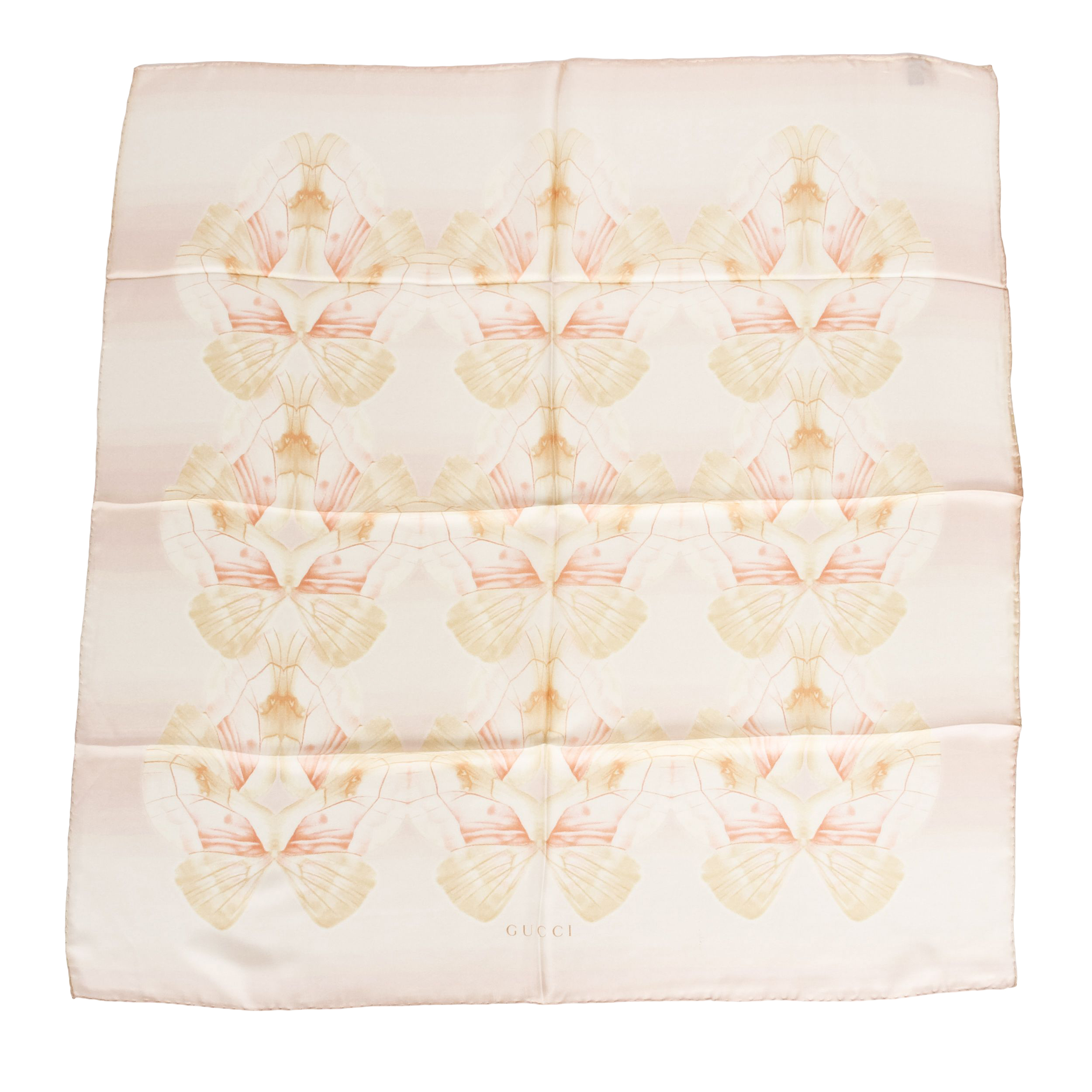 Gucci new peach butterfly silk scarf~P77634384