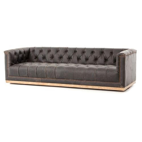 Dakari 95' Sofa, Distressed Black Leather~P77612990