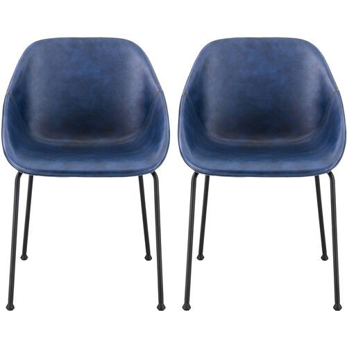 S/2 Ryan Side Chairs, Dark Blue~P77641972