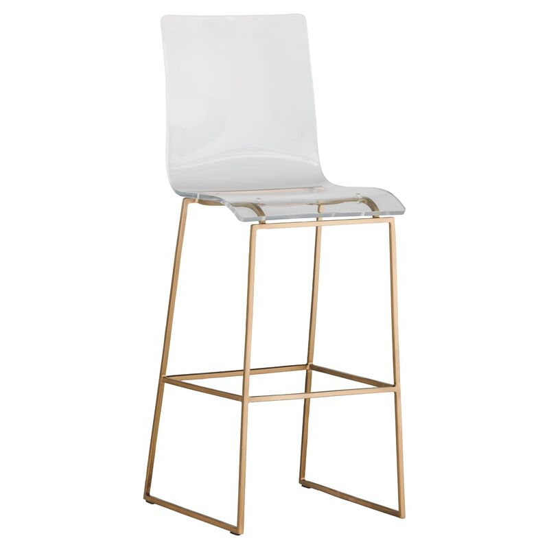 King Barstool, Antiqued Gold/Clear