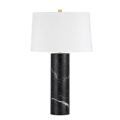 Leoric Table Lamp, Black Marble/White
