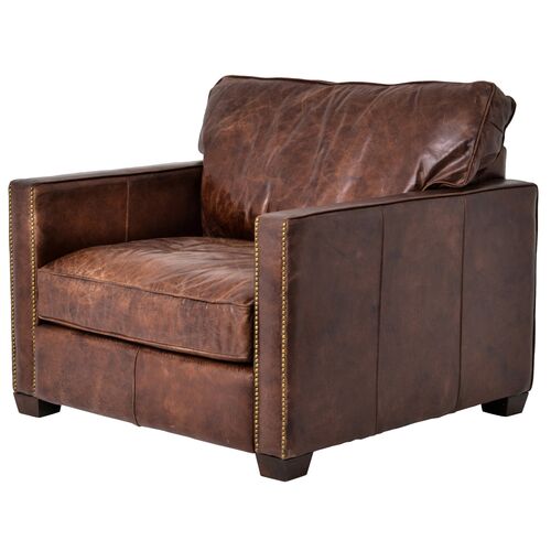 Maci Club Chair, Cigar/Antique Oak~P77612978