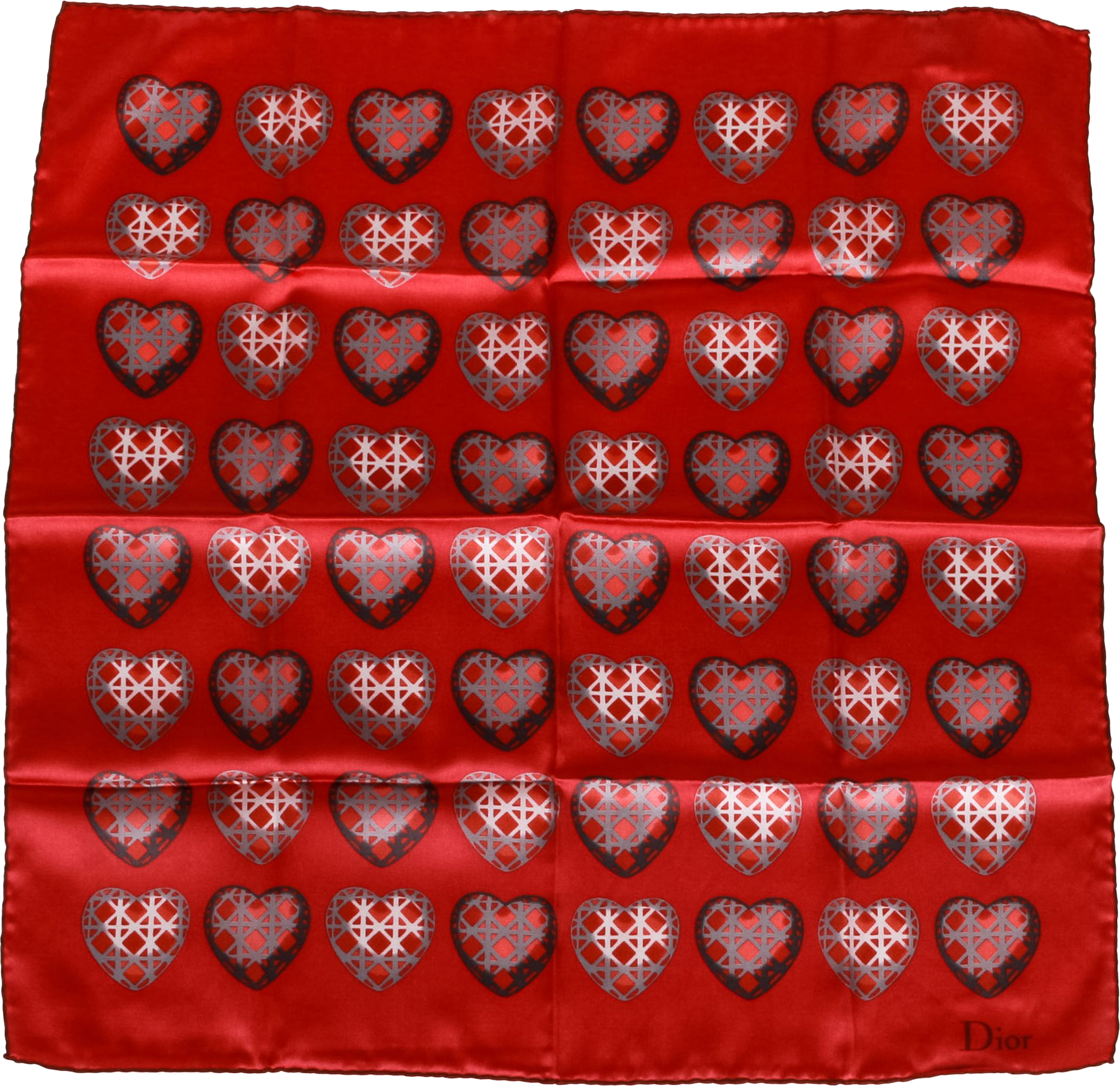 Dior rust hearts small scarf silk cotton~P77634365