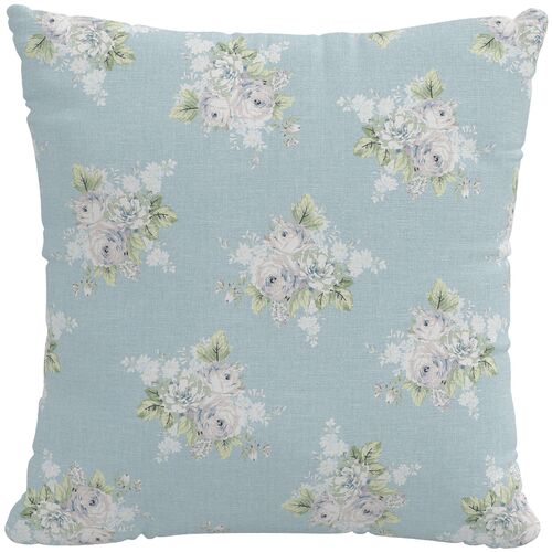 Bluebell Bouquet Pillow, Light Blue