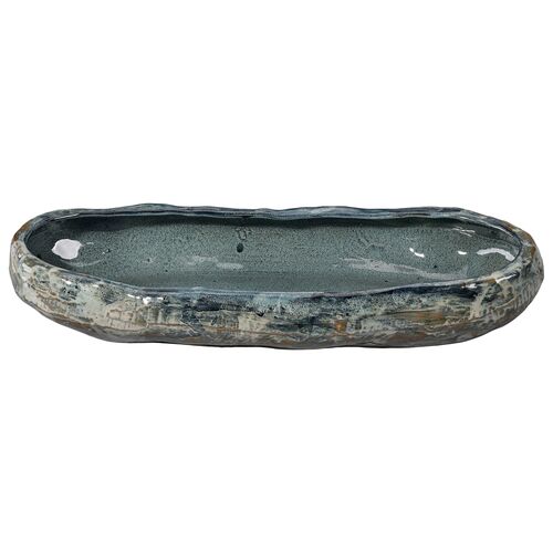 Unearthed Ceramic Oval Bowl, Grey