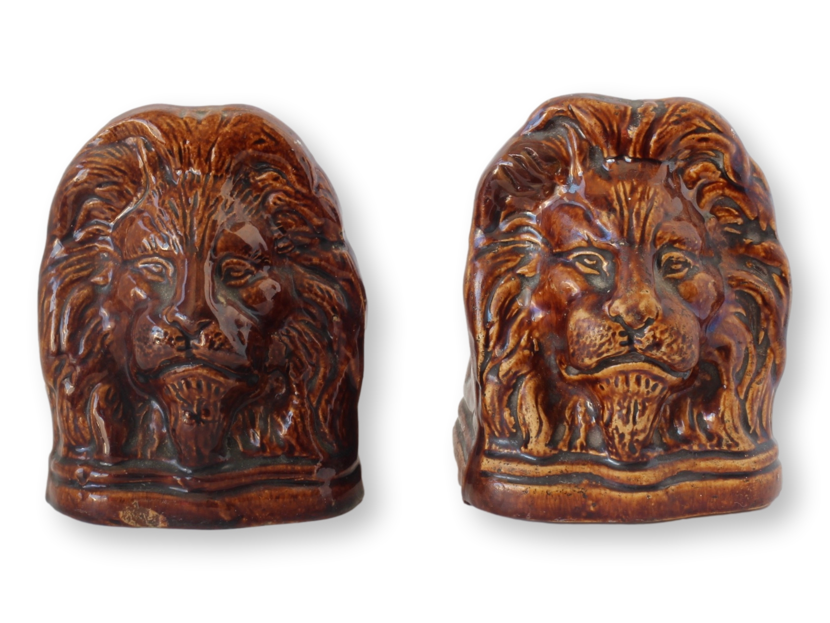 19thC Rockingham Lion Head Window Stops~P77718618