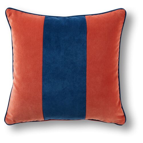 Belden 19x19 Pillow, Denim/Orange Velvet~P77417391
