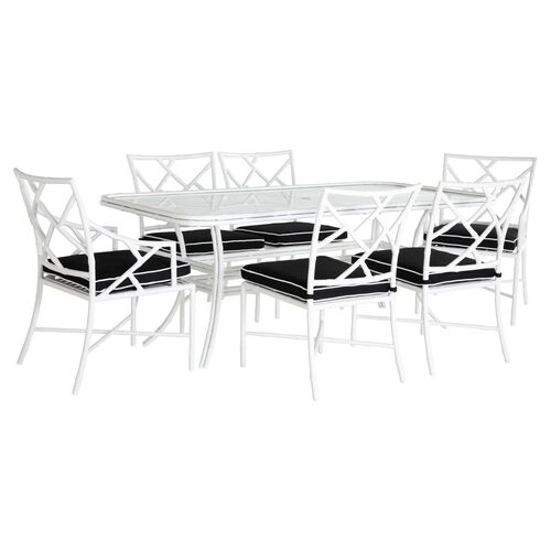 Kit 7-Pc Dining Set, Black/White Welt~P77660320