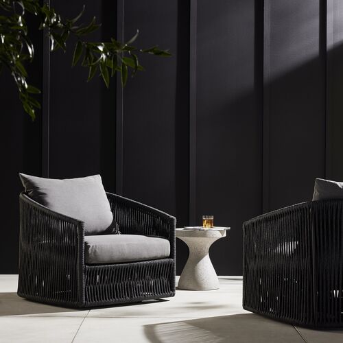 Judith Outdoor Rope Swivel Chair, Charcoal/Grey