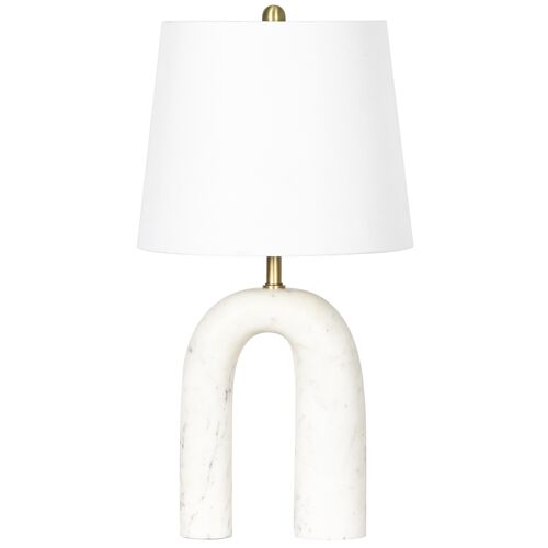 Slinkly Marble Table Lamp, White