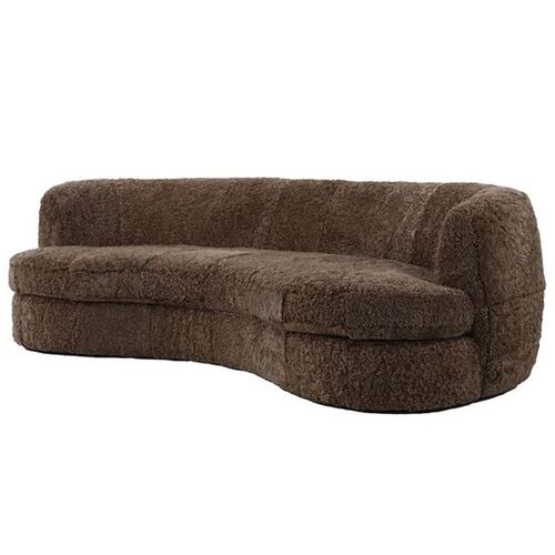 Grace Curved Sheepskin Sofa, Plush Taupe