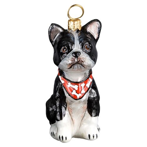 Boston Terrier w/ Bandana Ornament, Black/White~P43368082