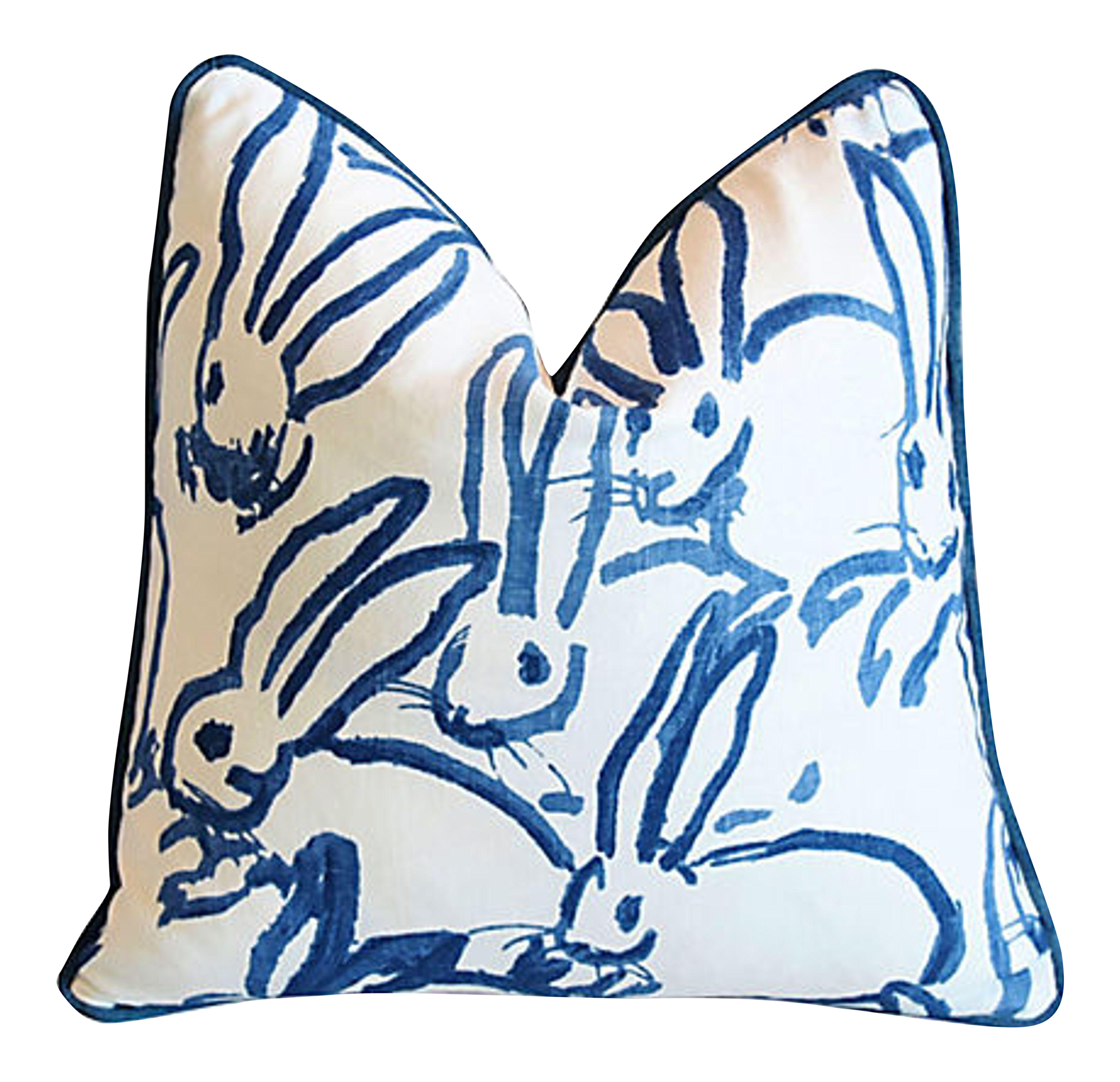Blue Hunt Slonem Bunny Hutch Pillow~P77658466