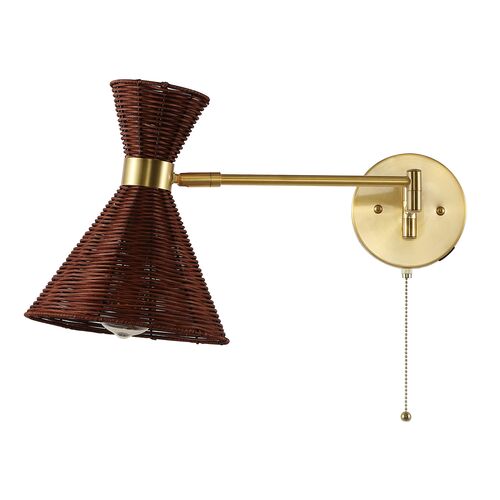 Tressin Rattan Swing-Arm USB Wall Sconce