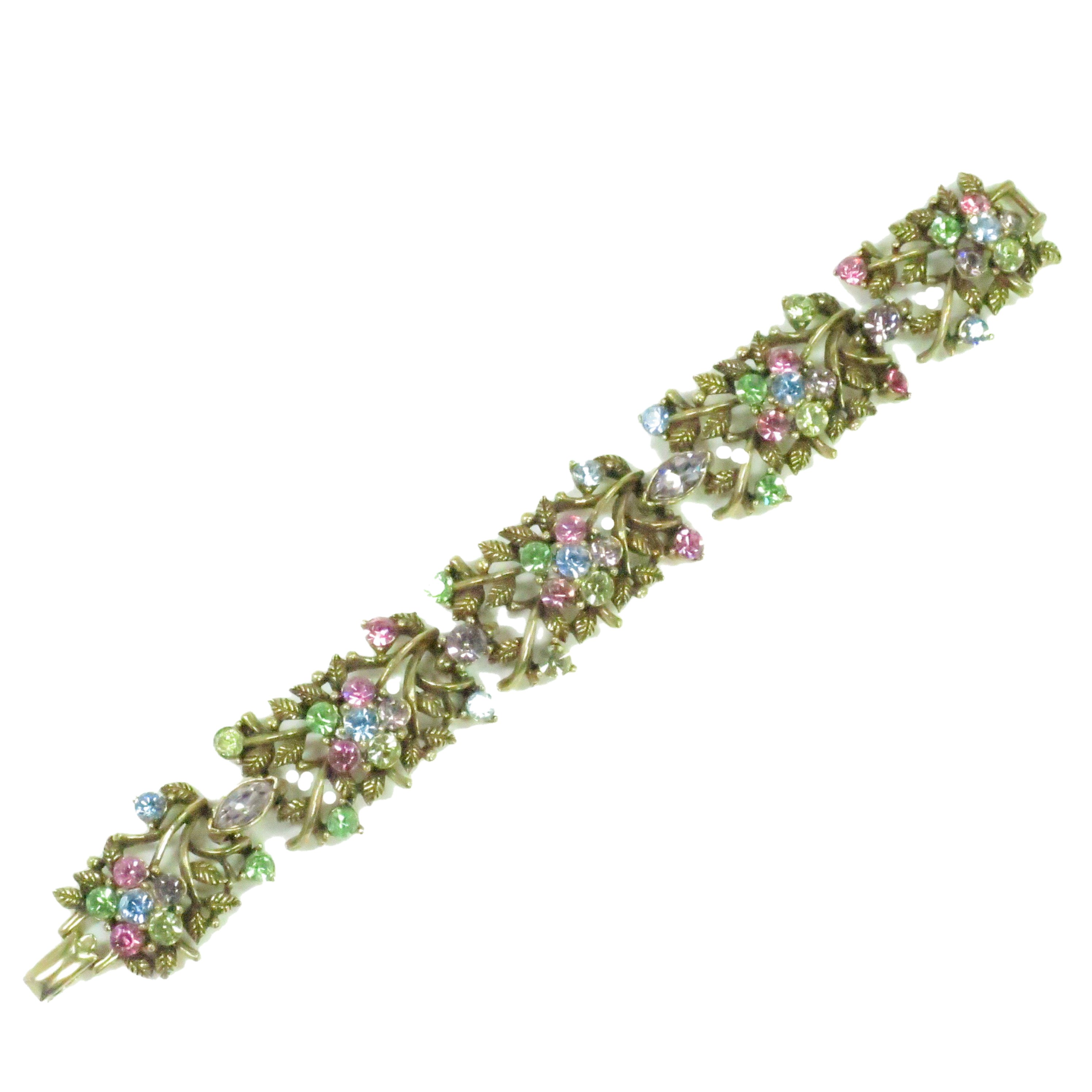 1950s Designer Pastel Crystal Bracelet~P77645792