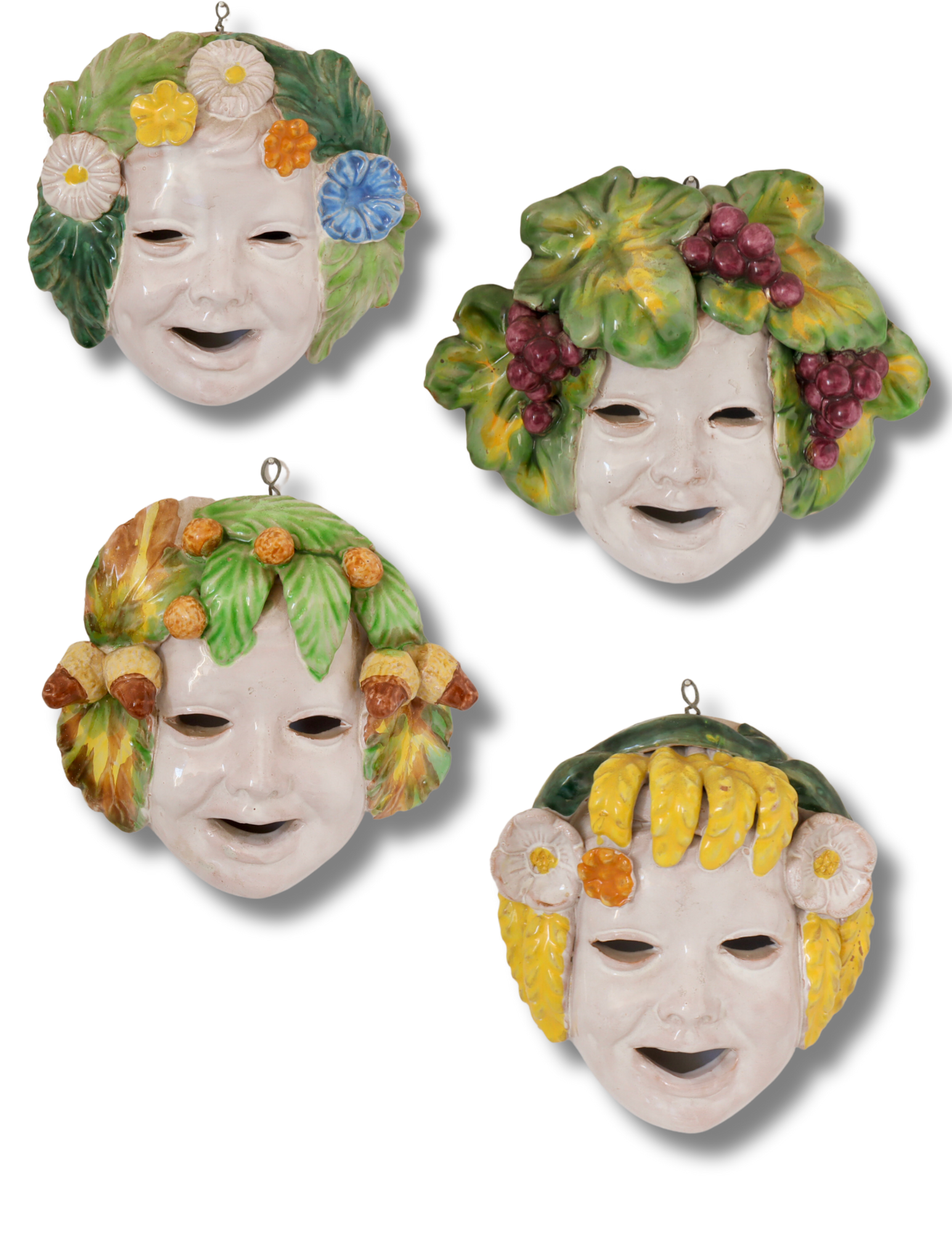 Italian Maiolica Faience 4 Seasons Masks~P77675696