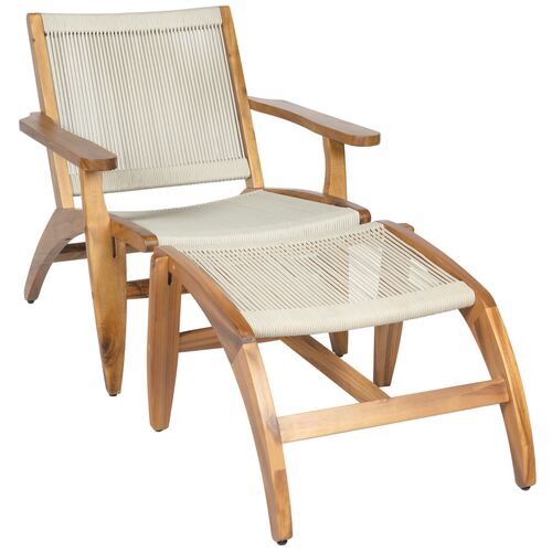 Zain Lounge Chair/Footstool Set, Natural