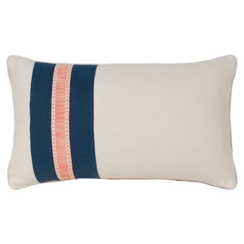 Glynn 12x20 Pillow, Ivory/Navy Linen~P77233655