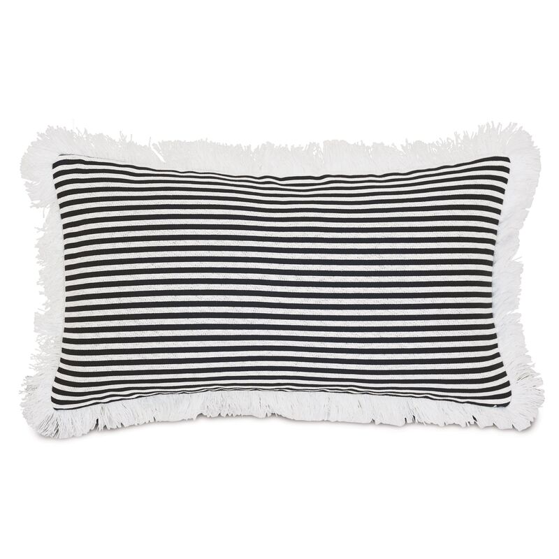 Ahoy 13x22 Lumbar Outdoor Fringe Pillow, Black
