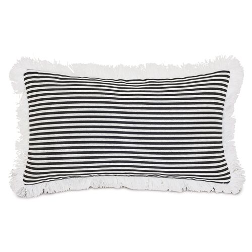 Ahoy 13x22 Lumbar Outdoor Fringe Pillow, Black~P77610148
