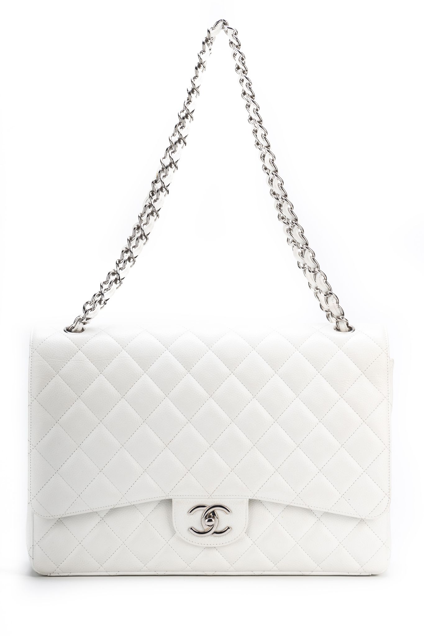 Chanel White Caviar Maxi Double Flap Bag~P77647511