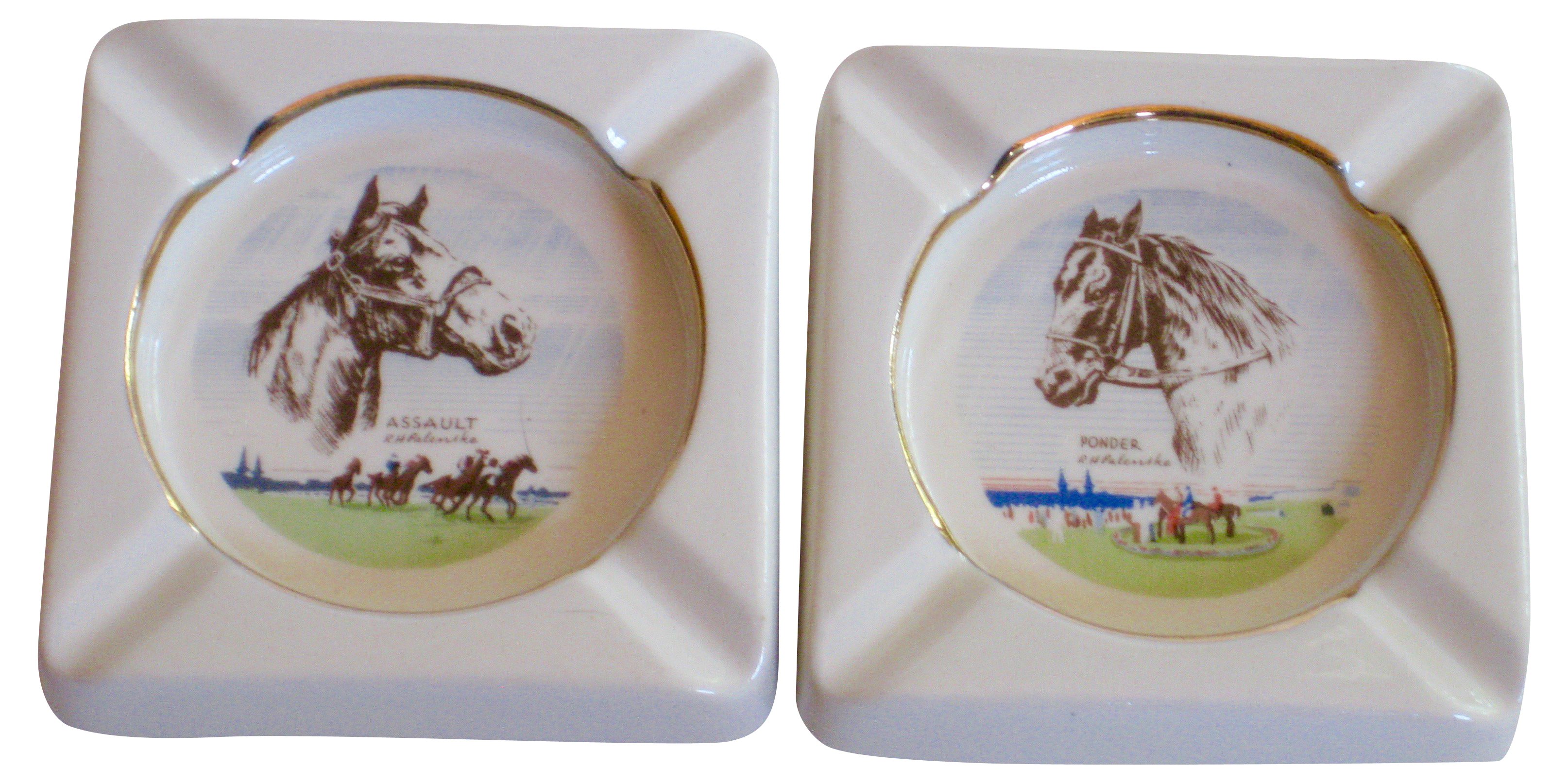 Assault and Ponder Horse Ashtrays, S/2~P77457639