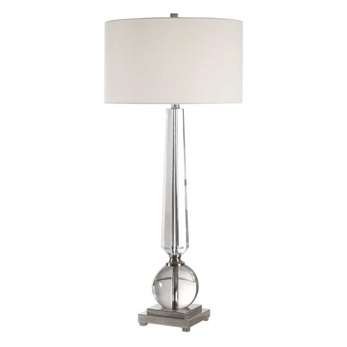 Benedict Crystal Column Table Lamp, Nickel