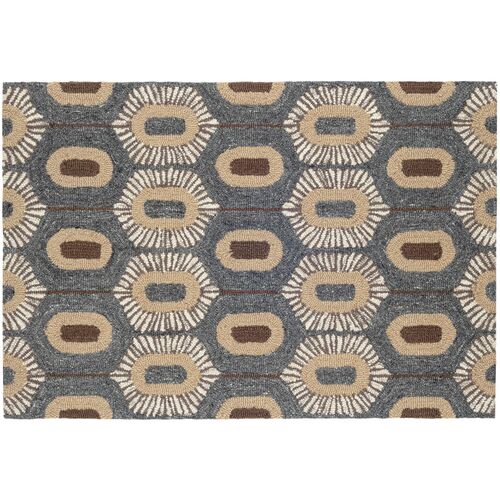 Stowe Hand Hooked Wool Rug, Blue