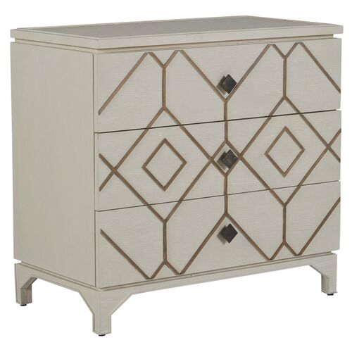 Marvin 3-Drawer Chest, Cerused White/Natural Gray~P111111658