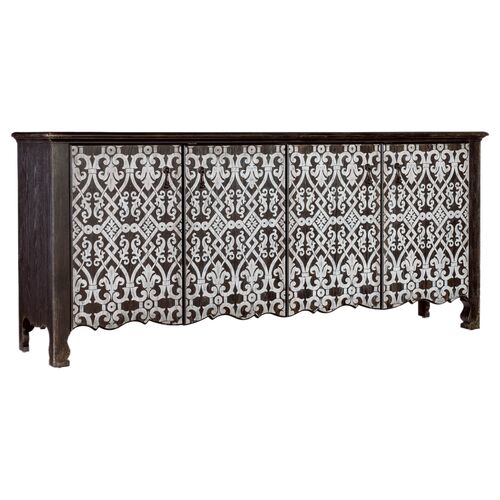 Americana 4-Door Entertainment Credenza, Black Americana 4-Door Entertainment Credenza, Black