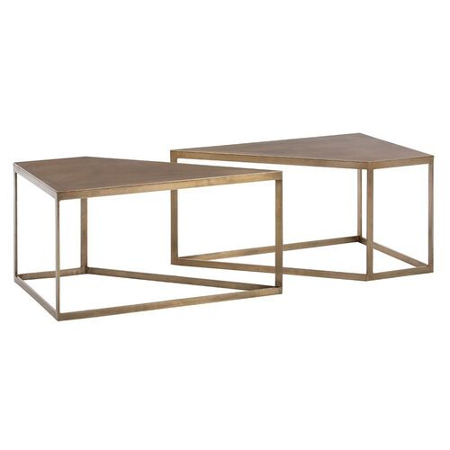 S/2 Austin Coffee Table, Antiqued Brass~P77501244