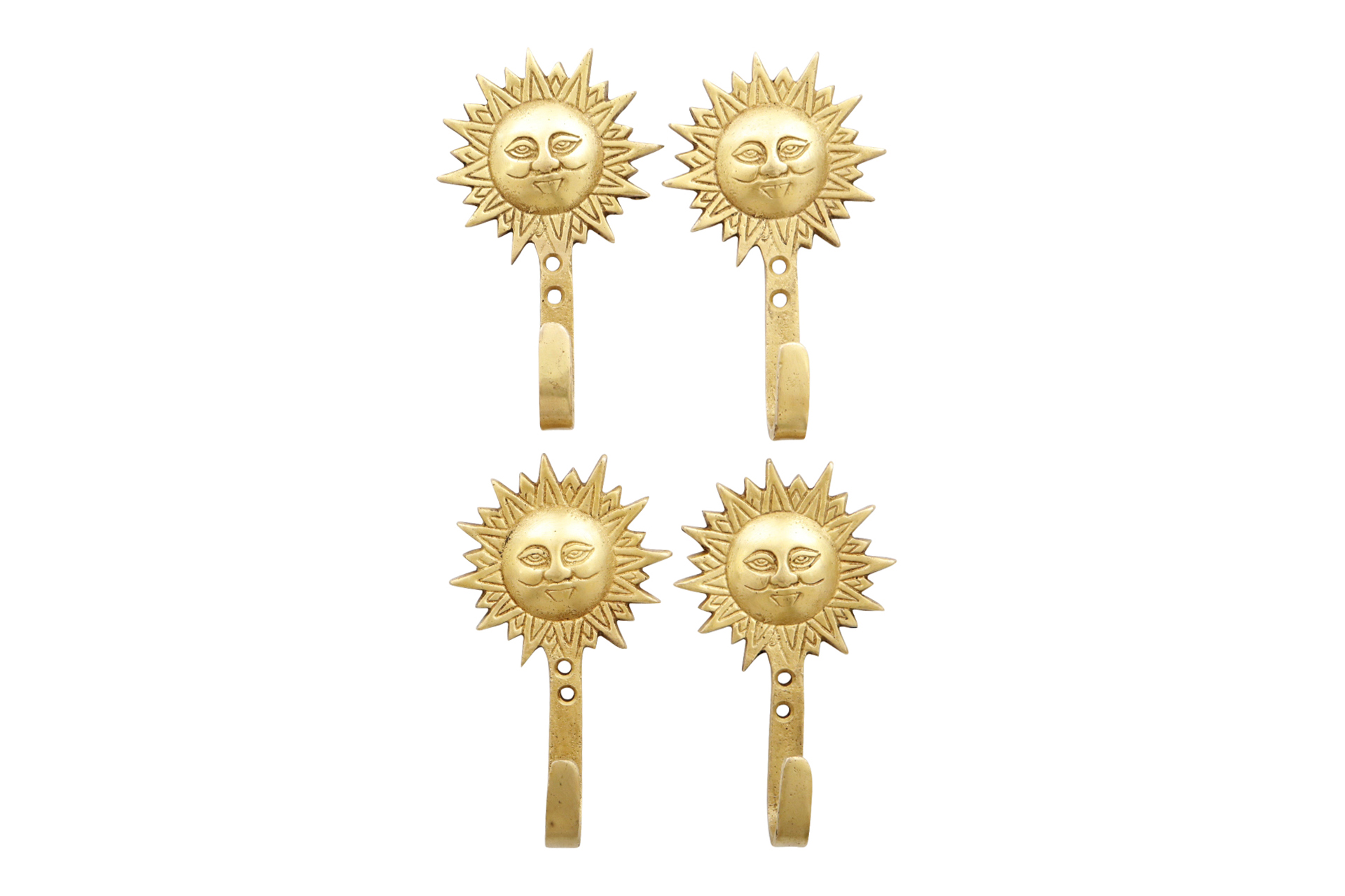 Bohemian Sun Brass Wall Hooks - Set of 4~P77746174