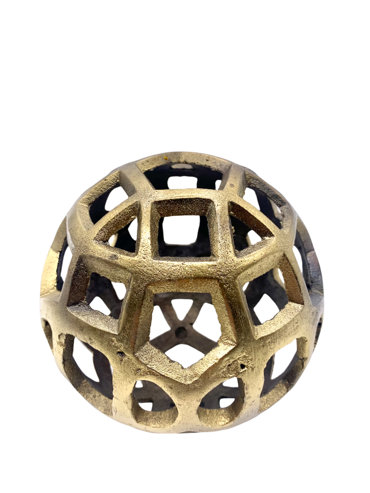 Pierced Gold Metal Sphere Sculpture~P77643466