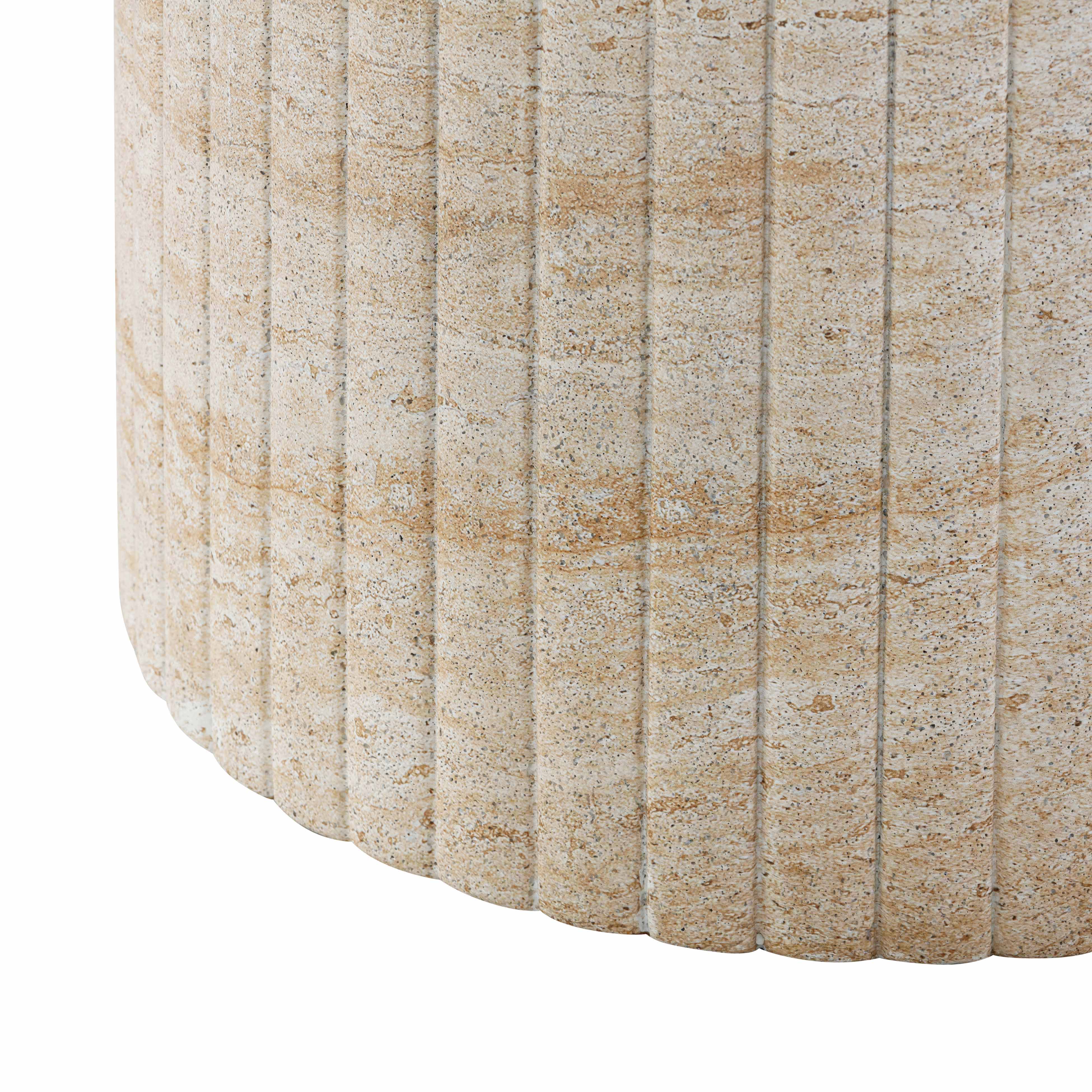 Maelis 54" Indoor/Outdoor Round Dining Table, Washed Travertine