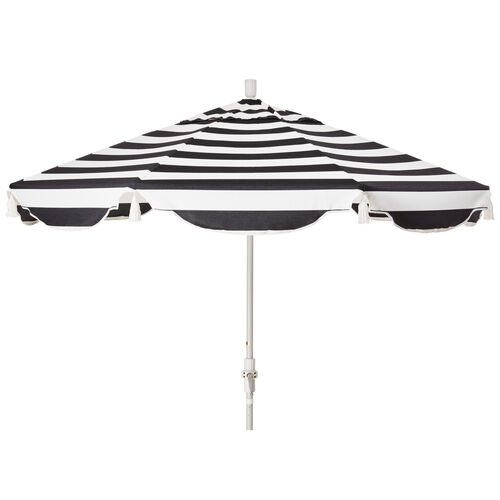 San Marco Patio Umbrella, Black/White Cabana Sunbrella~P77572144
