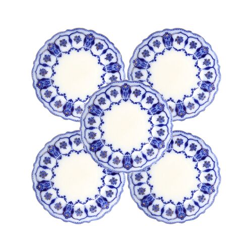 Antique Flow Blue 'Eclipse' Pattern Plates Antique Flow Blue 'Eclipse' Pattern Plates