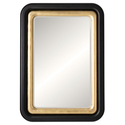Vesperian 39" x 55" Wooden Wall Mirror, Black/Gold