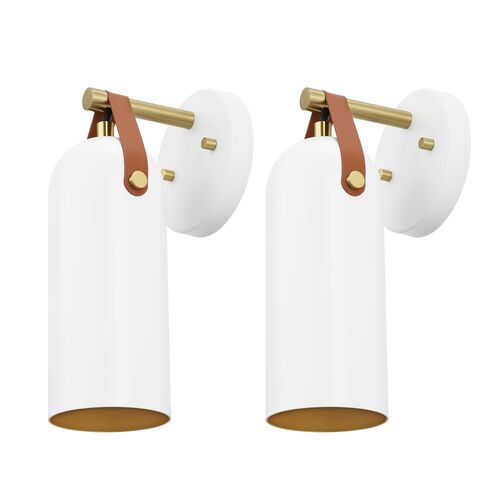 S/2 Esther Wall Sconces, White/Gold