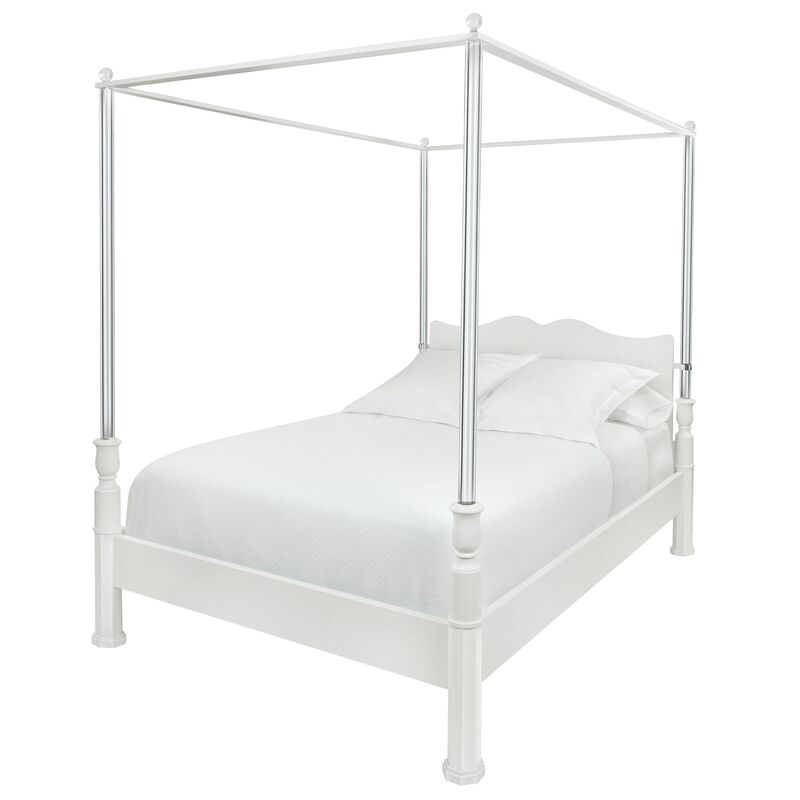 Garbo Canopy Bed, White/Lucite