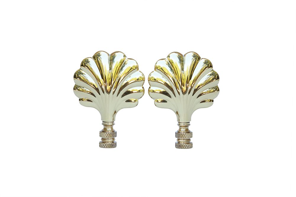 Brass Shell Lamp Finials - a Pair~P77656280