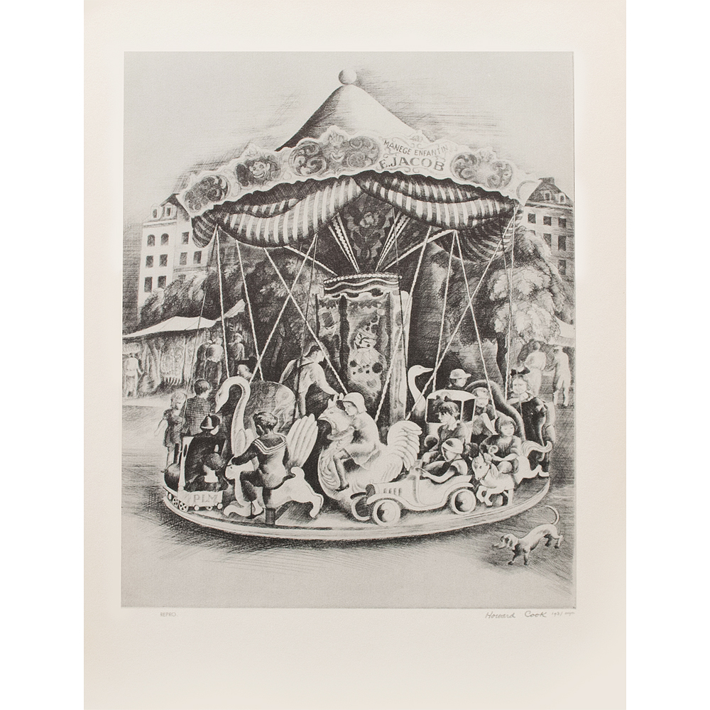 1939 Howard Cook, Mary-Go-Round Etching~P77579240