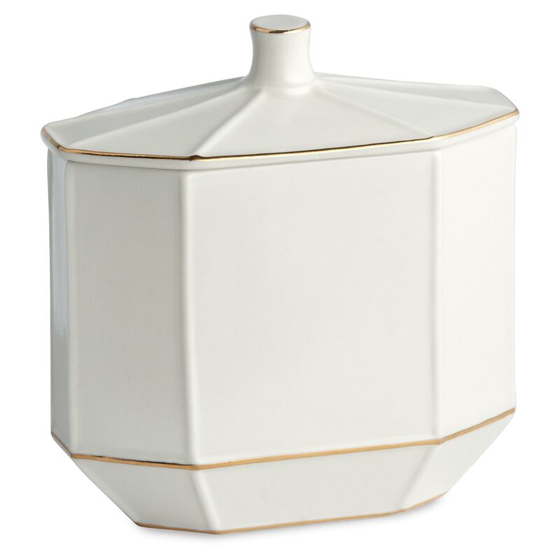St. Honore Cotton Jar, Cream/Gold