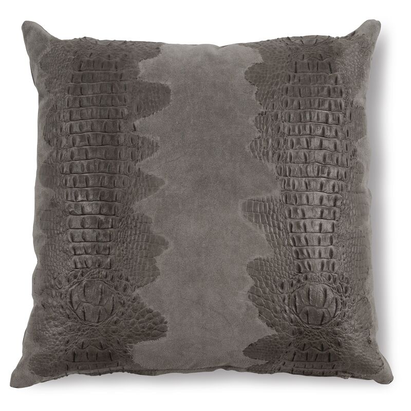 Croc Pillow, Gray Suede