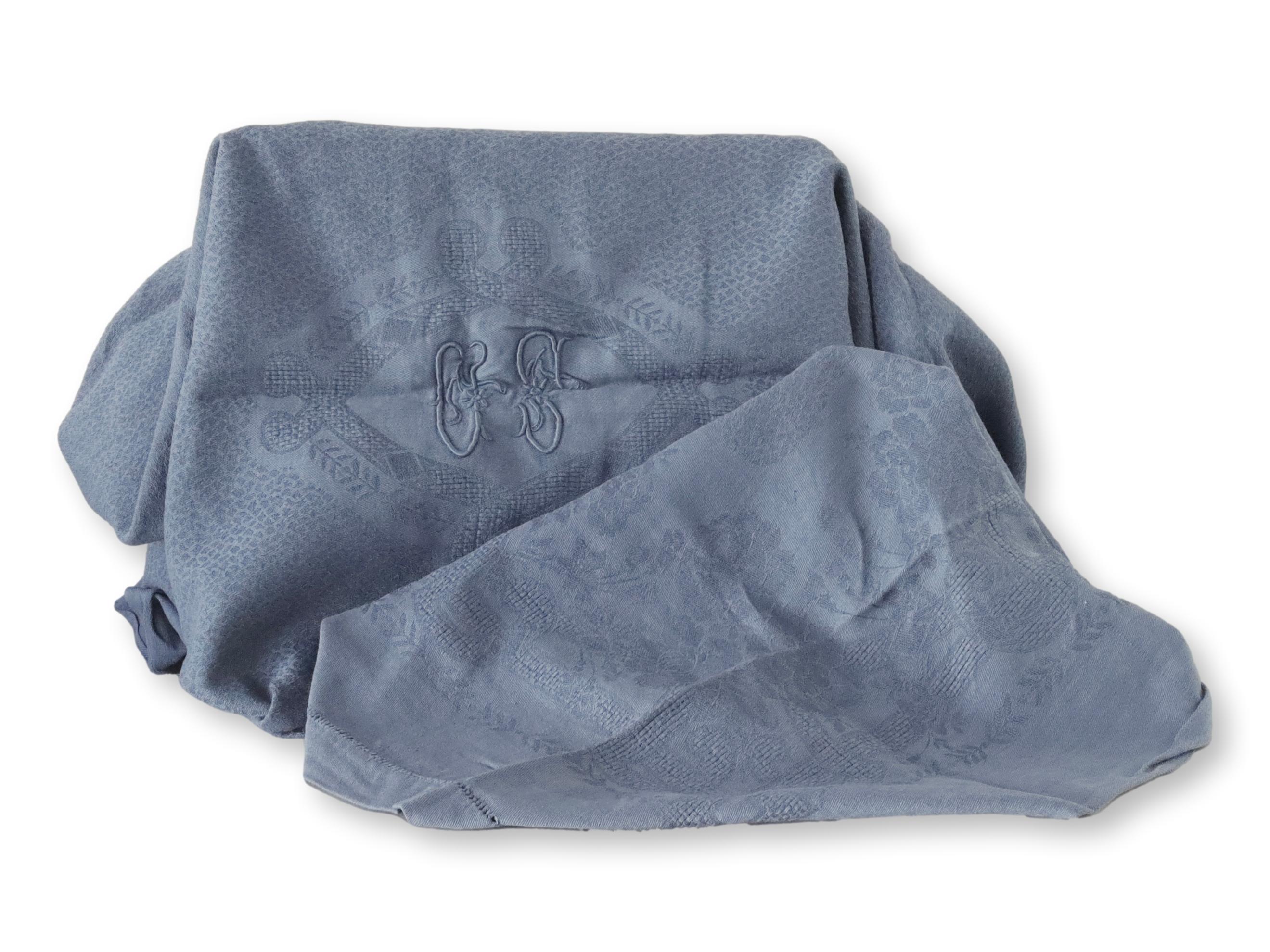 Antique French Blue Linen Tablecloth~P77689550