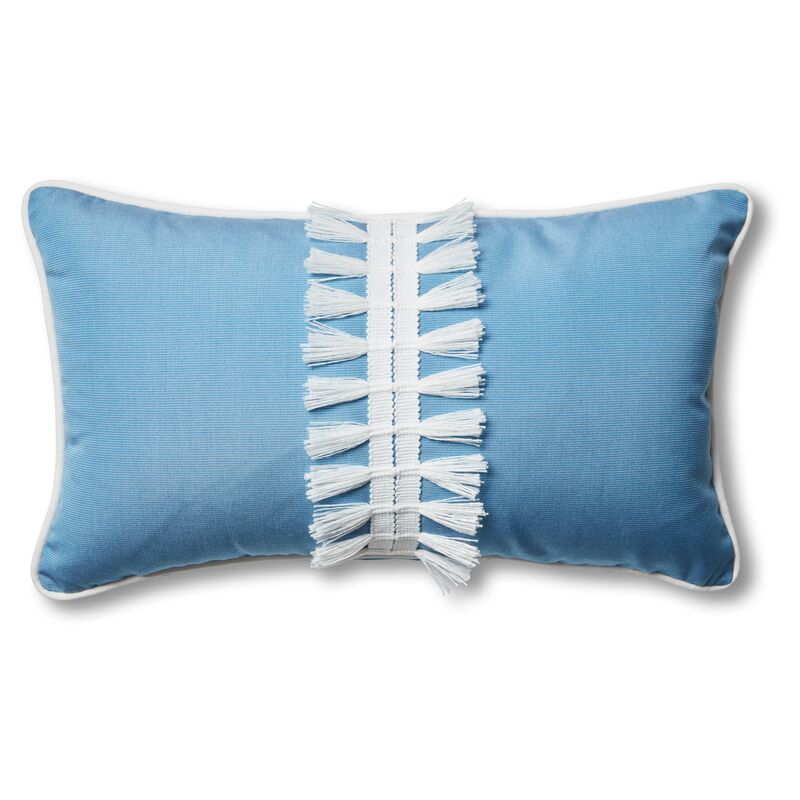 Kit 13x22 Outdoor Lumbar Pillow, Blue/White